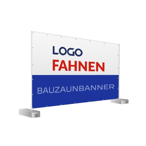 Banner  aus Stoff  für Bauzaune mit zwei Streifen bedruckt