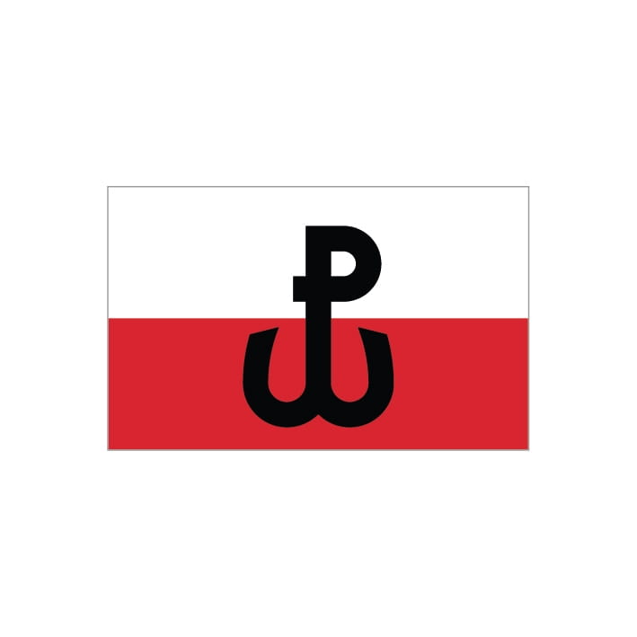FLAGA Polska WALCZĄCA_z czarną kotwicą