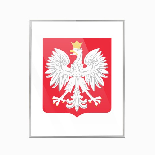 Polska godło_40x50 cm srebrna ramka