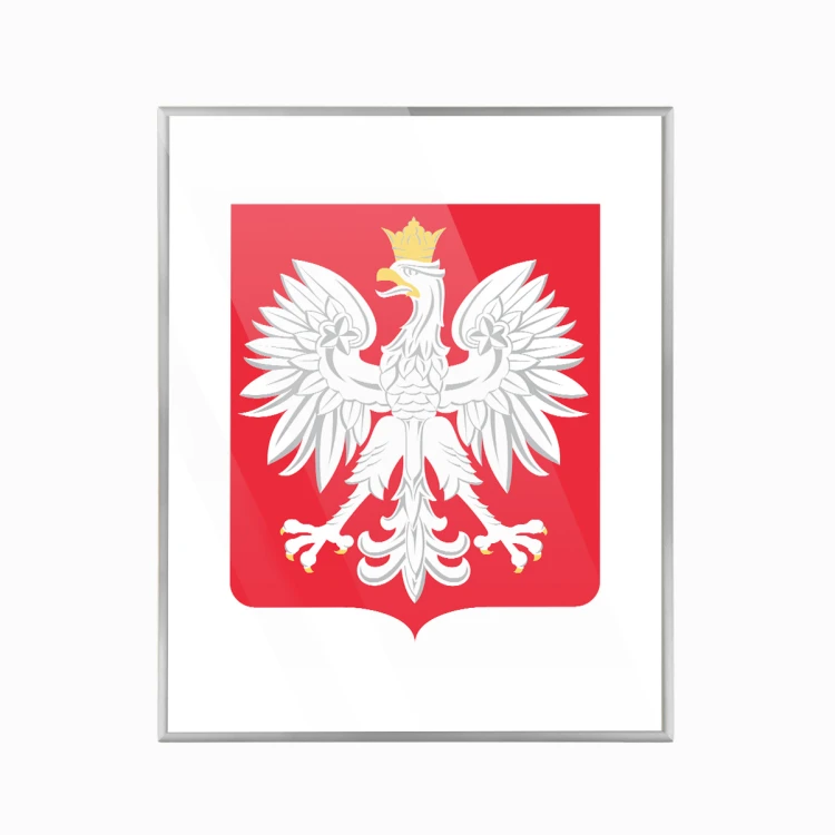 Polska godło_40x50 cm srebrna ramka