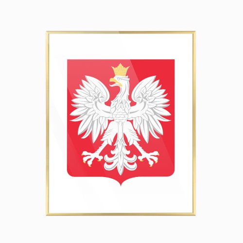 Polska godło_40x50 cm złota ramka